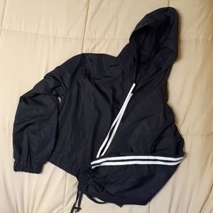 Tuxedo Stripe Side Zip Front Hooded Jacket